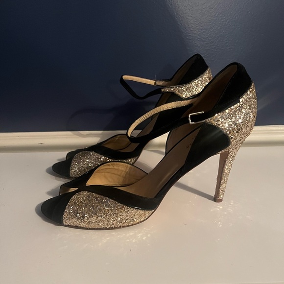 Kate Spade Corrine black suede glitter heels size 9 - Picture 2 of 5